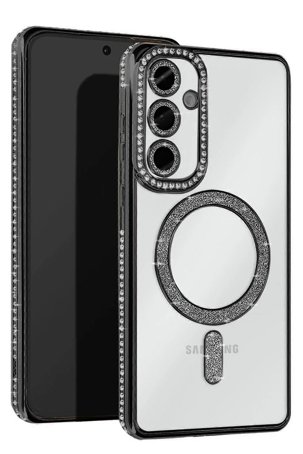 Mey İthalat®  Samsung Galaxy A36 Joke Simli Magneticsafe Kılıf - Siyah