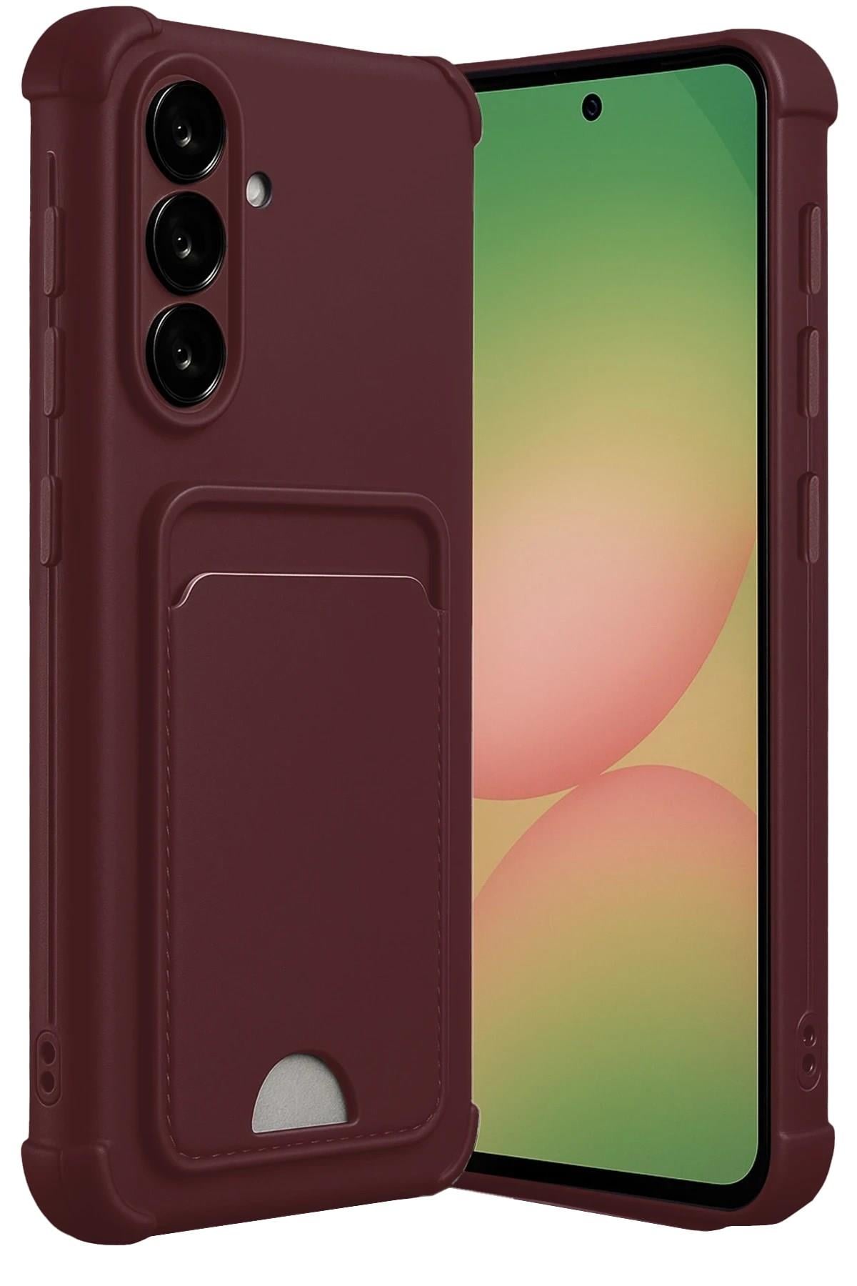 Mey İthalat®  Samsung Galaxy A36 Kılıf Kelvin Kartvizitli Silikon - Bordo
