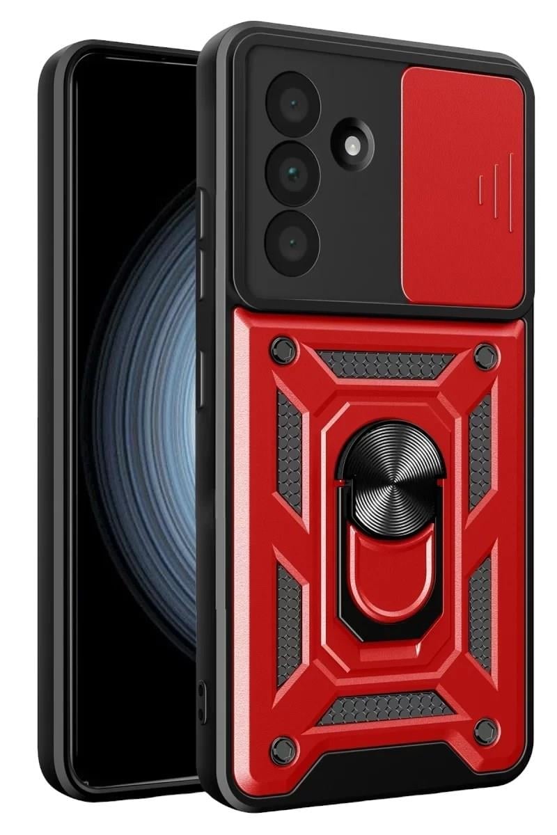 Mey İthalat®  Samsung Galaxy A37 5G Pars Lens Yüzüklü Silikon - Kırmızı