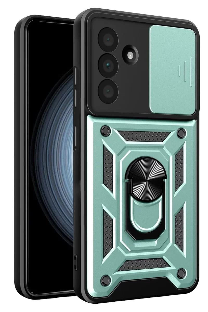 Mey İthalat®  Samsung Galaxy A37 5G Pars Lens Yüzüklü Silikon - Yeşil