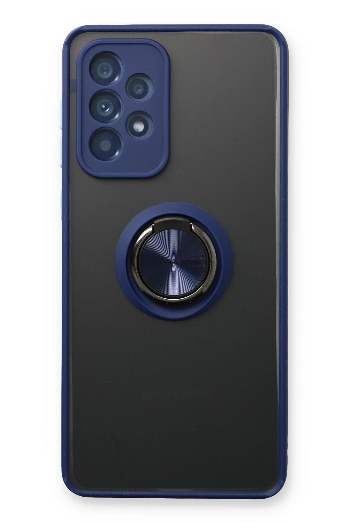 Mey İthalat®  Samsung Galaxy A53 5G Kılıf Montreal Yüzüklü Silikon Kapak - Lacivert