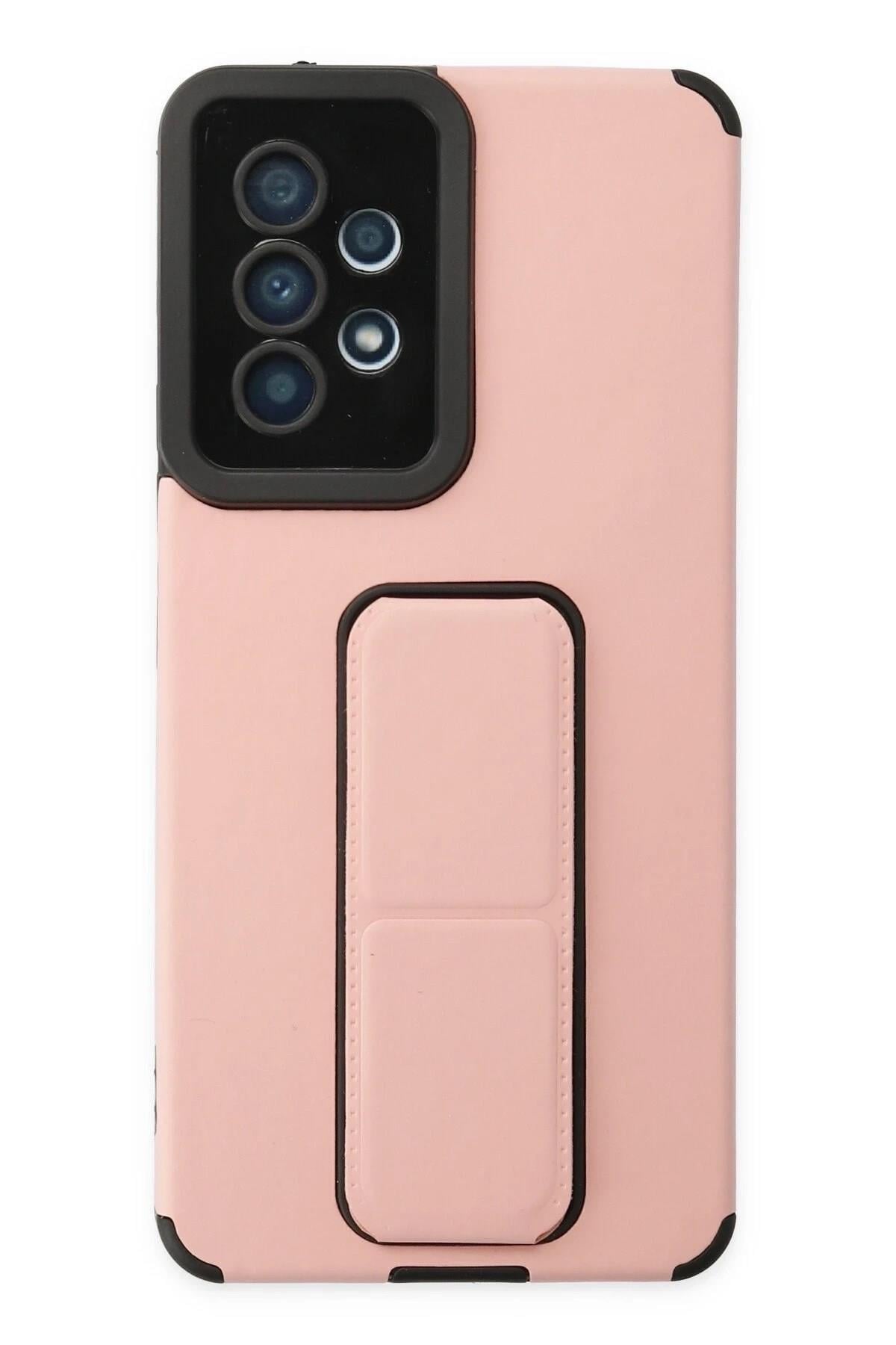 Mey İthalat®  Samsung Galaxy A53 5G Kılıf Mega Standlı Silikon - Pudra