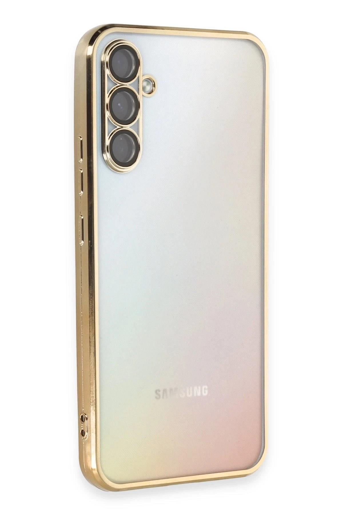 Mey İthalat®  Samsung Galaxy A54 5G Kılıf  Lensli Silikon - Gold