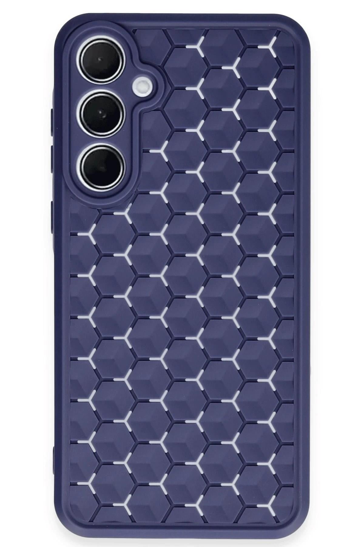Mey İthalat®  Samsung Galaxy A55 5G Kılıf Petek Silikon Kapak - Lacivert