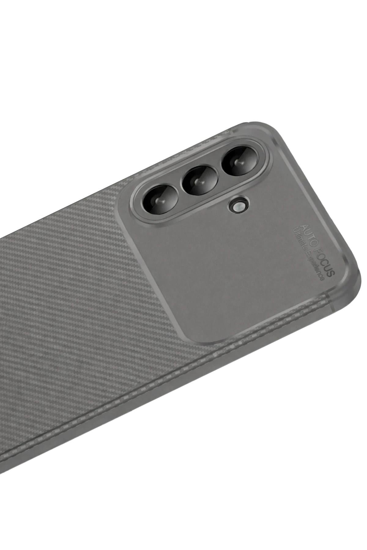 Mey İthalat®  Samsung Galaxy A56 Kılıf Auto Focus Karbon Kapak - Gri