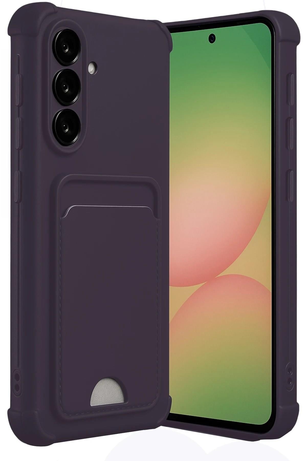 Mey İthalat®  Samsung Galaxy A56 Kılıf Kelvin Kartvizitli Silikon - Derin Mor