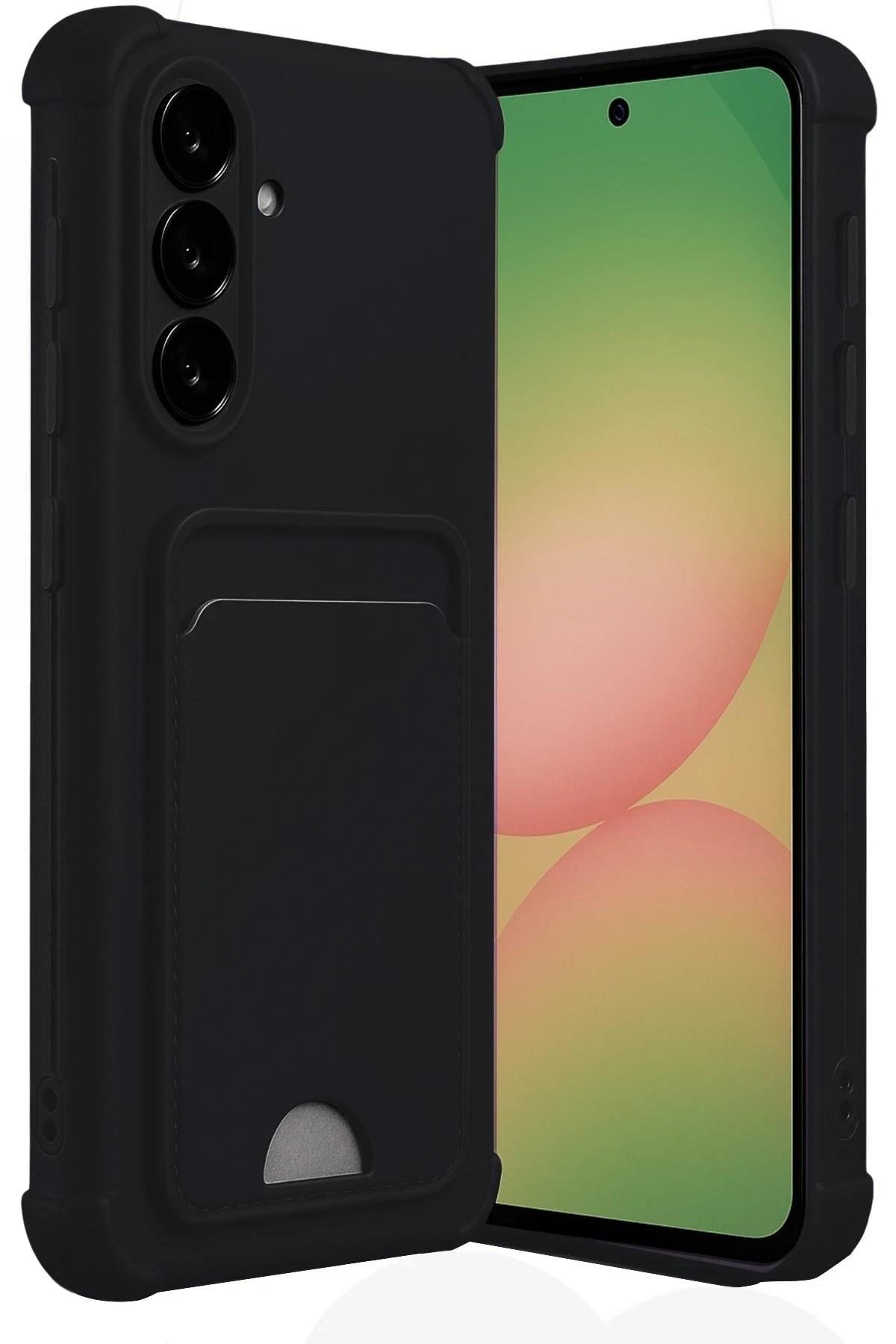 Mey İthalat®  Samsung Galaxy A56 Kılıf Kelvin Kartvizitli Silikon - Siyah