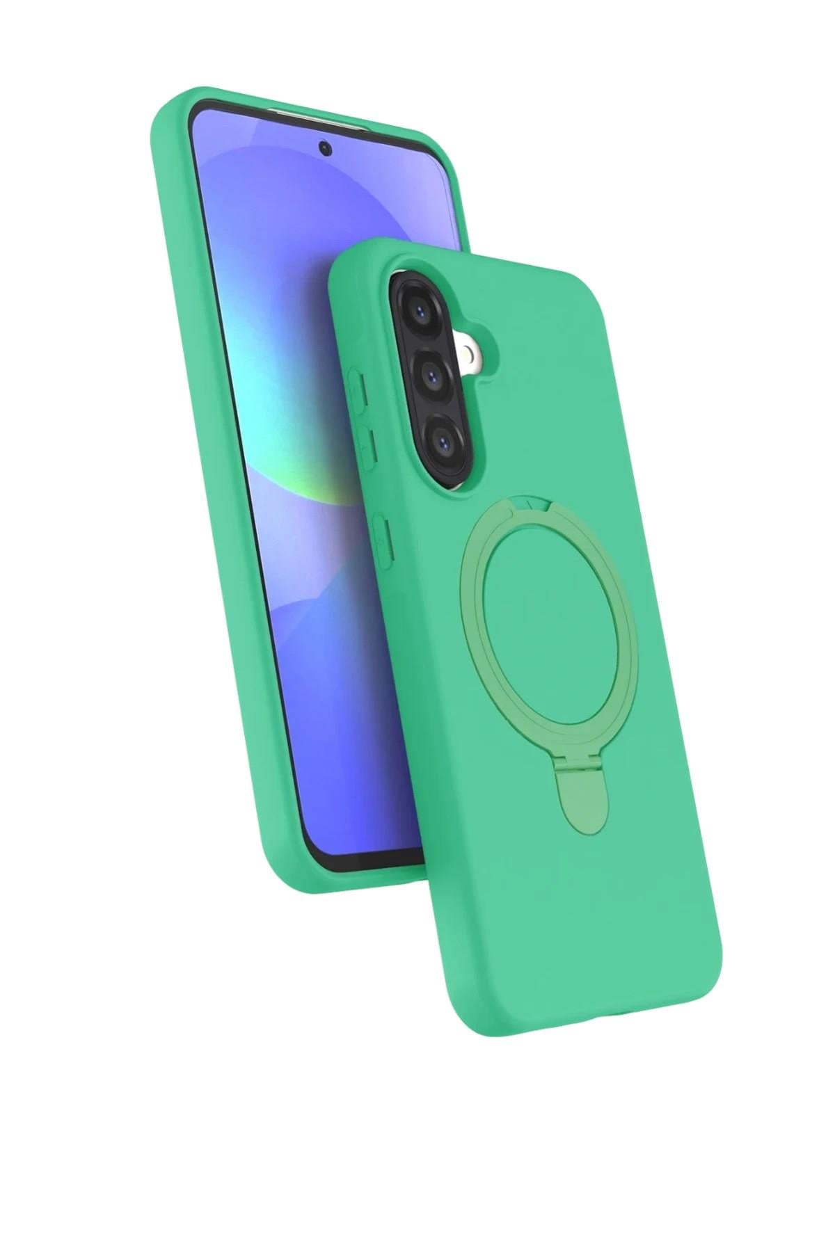 Mey İthalat®  Samsung Galaxy A56 Regal Magsafe Standlı Kapak - Yeşil