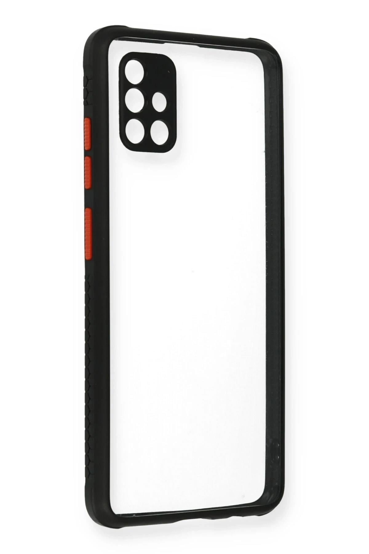 Mey İthalat®  Samsung Galaxy A71 Kılıf Miami Şeffaf Silikon - Siyah