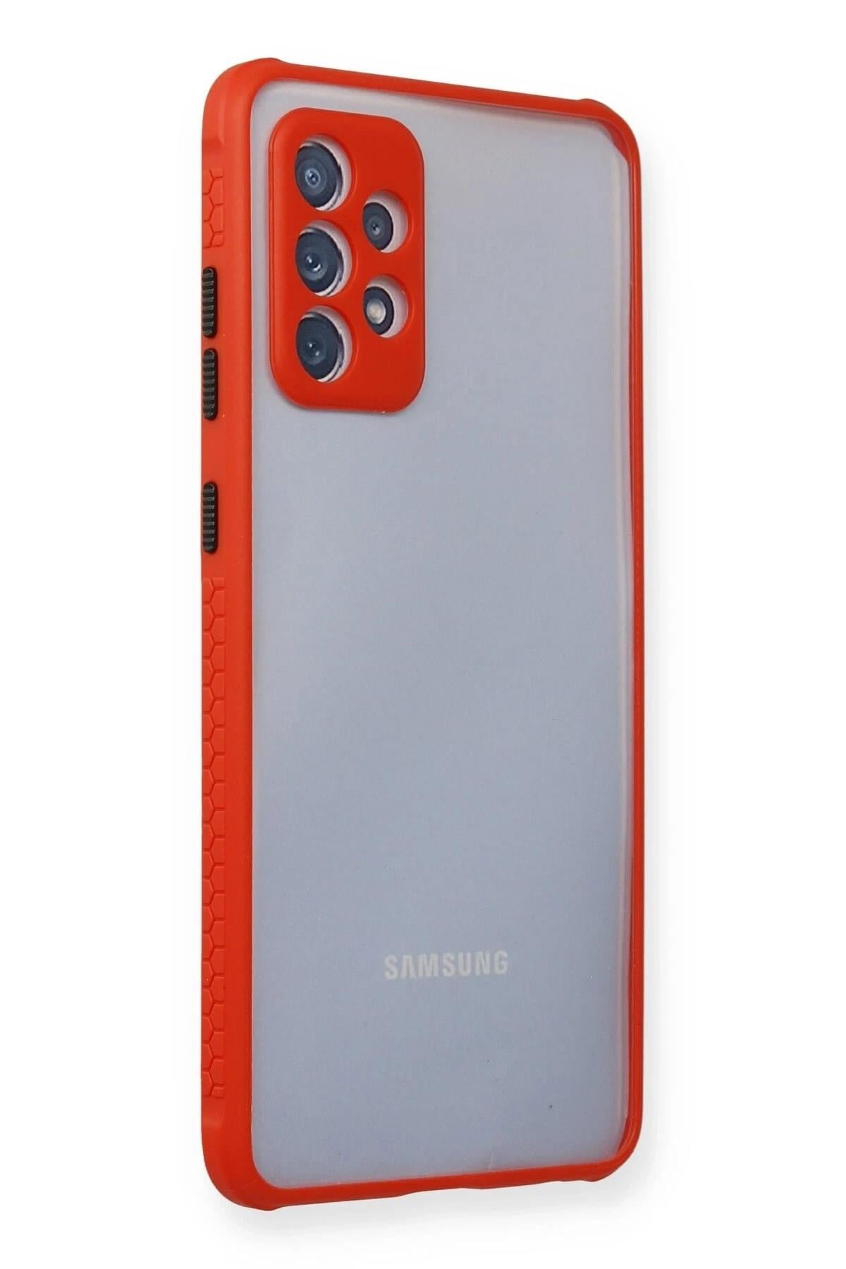 Mey İthalat®  Samsung Galaxy A72 Kılıf Miami Şeffaf Silikon - Kırmızı