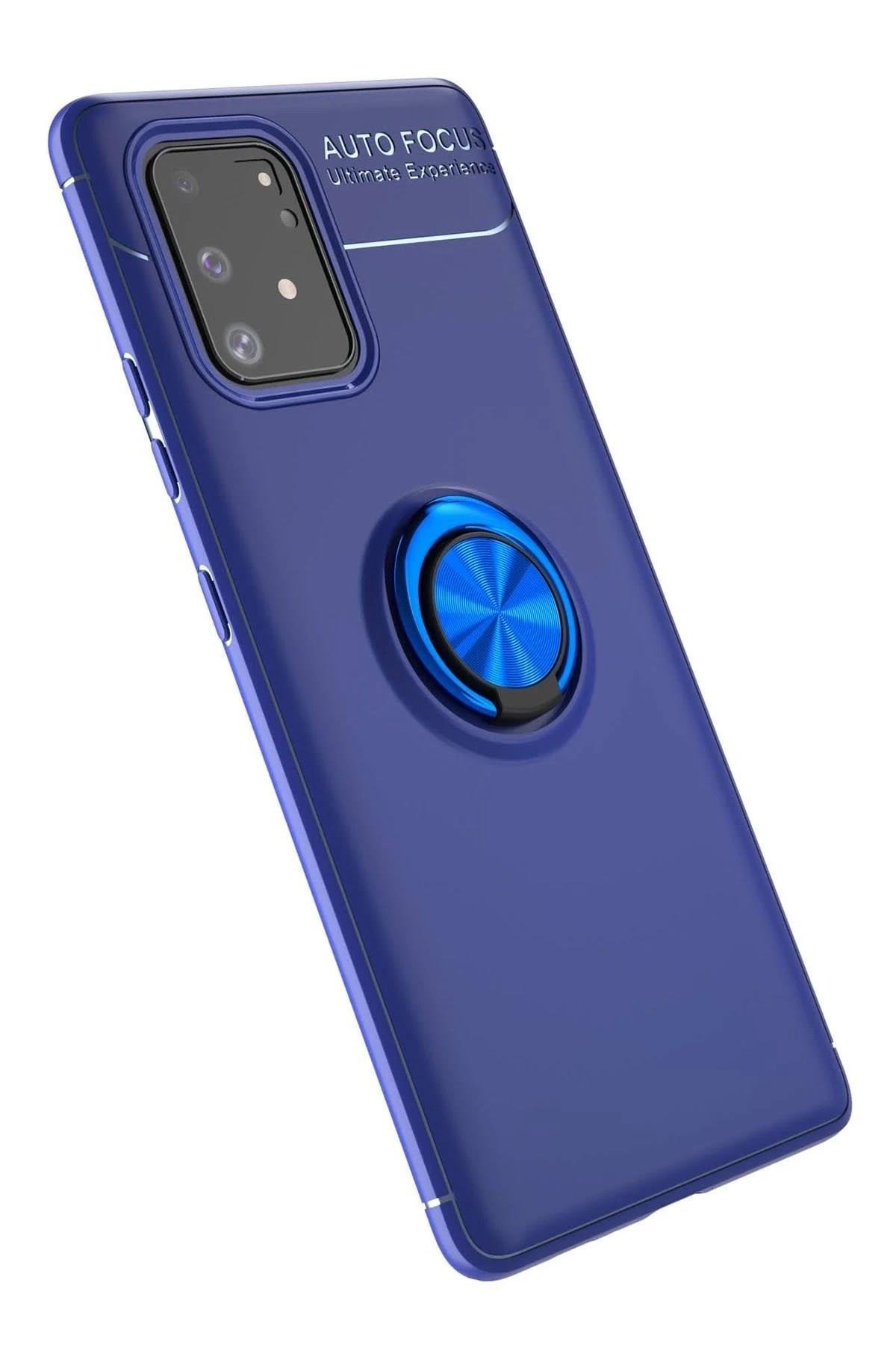 Mey İthalat®  Samsung Galaxy A91 / S10 Lite Kılıf Range Yüzüklü Silikon - Mavi