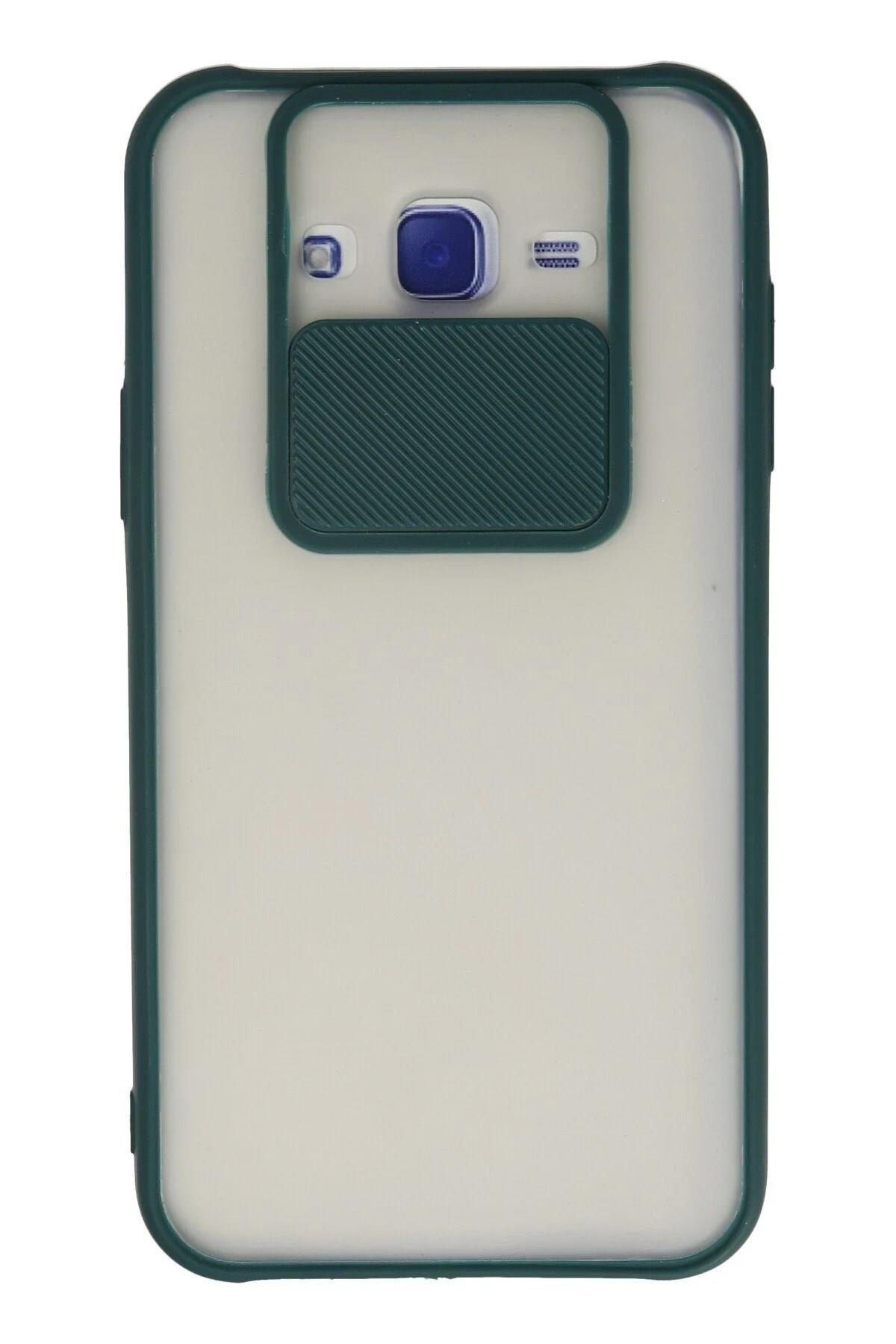 Mey İthalat®  Samsung Galaxy J7 Kılıf Palm Buzlu Kamera Sürgülü Silikon - Yeşil