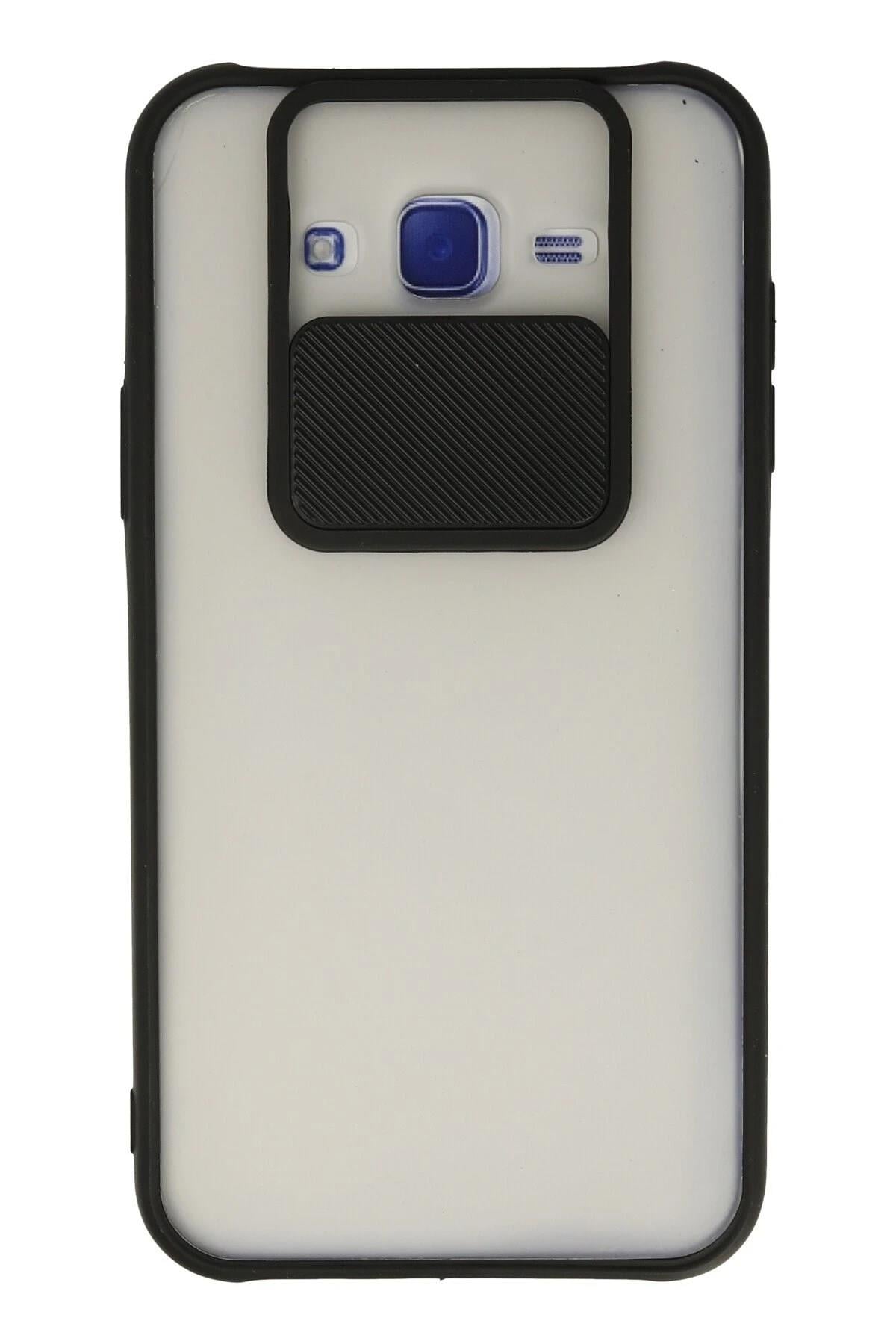 Mey İthalat®  Samsung Galaxy J7 Kılıf Palm Buzlu Kamera Sürgülü Silikon - Siyah