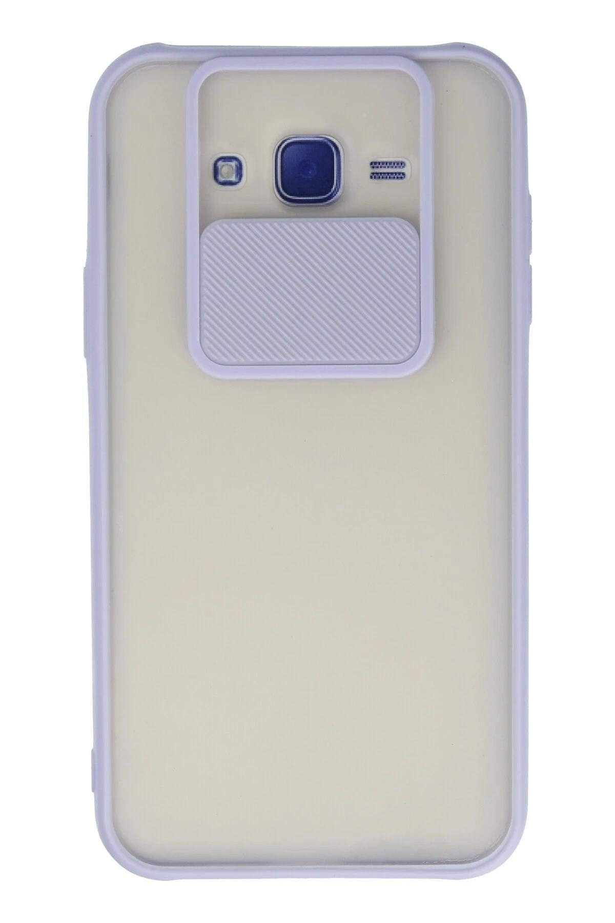 Mey İthalat®  Samsung Galaxy J7 Kılıf Palm Buzlu Kamera Sürgülü Silikon - Lila