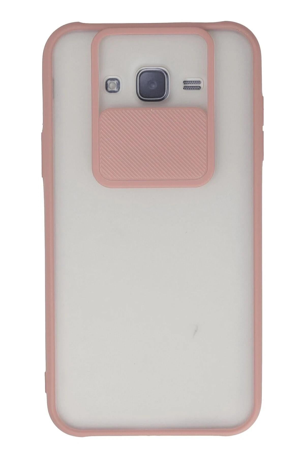 Mey İthalat®  Samsung Galaxy J7 Kılıf Palm Buzlu Kamera Sürgülü Silikon - Pembe