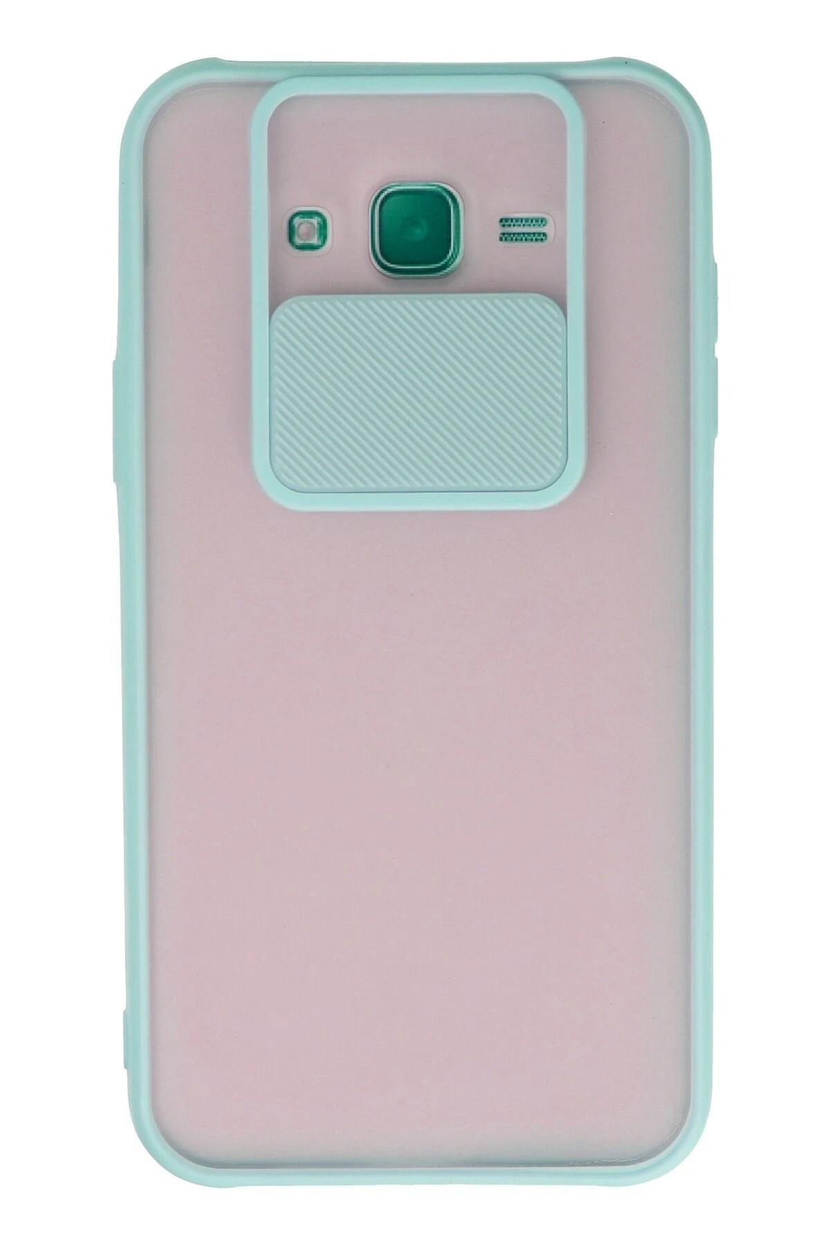 Mey İthalat®  Samsung Galaxy J7 Kılıf Palm Buzlu Kamera Sürgülü Silikon - Turkuaz