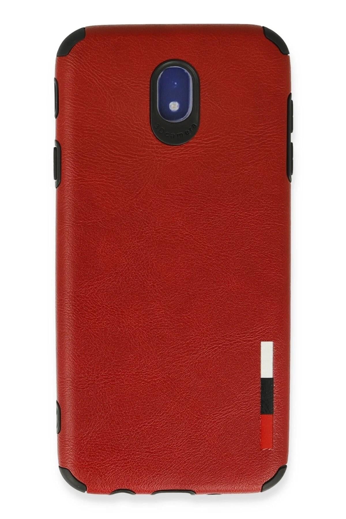 Mey İthalat®  Samsung Galaxy J7 Pro / J730 Kılıf Loop Deri Silikon - Kırmızı