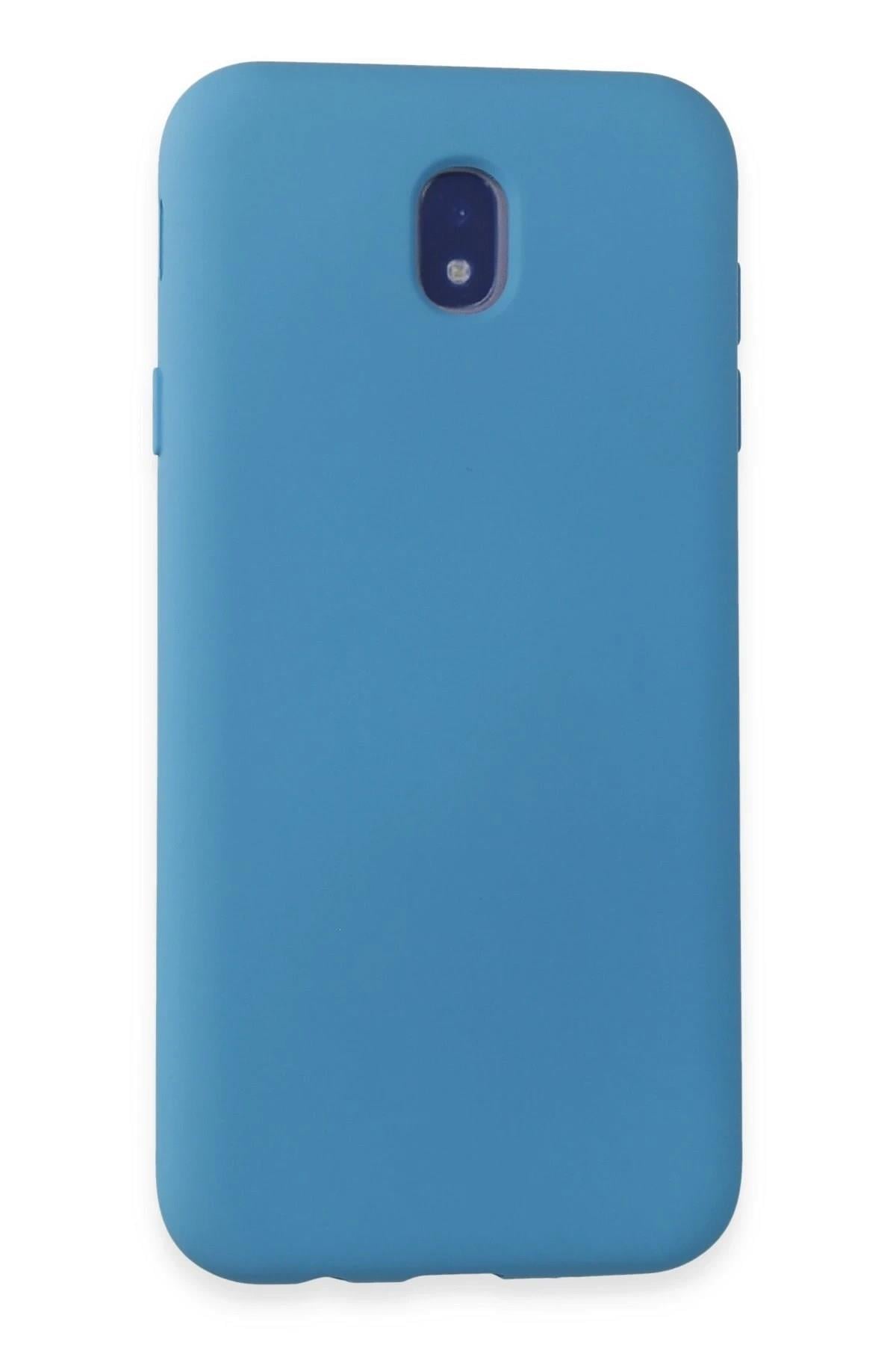 Mey İthalat®  Samsung Galaxy J7 Pro / J730 Kılıf Nano içi Kadife Silikon - Mavi