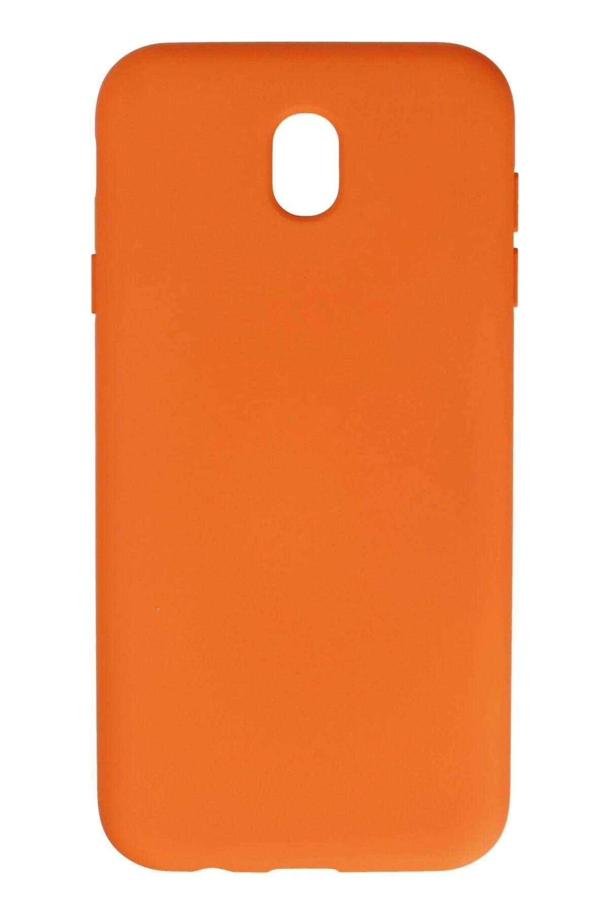 Mey İthalat®  Samsung Galaxy J7 Pro / J730 Kılıf Nano içi Kadife Silikon - Turuncu