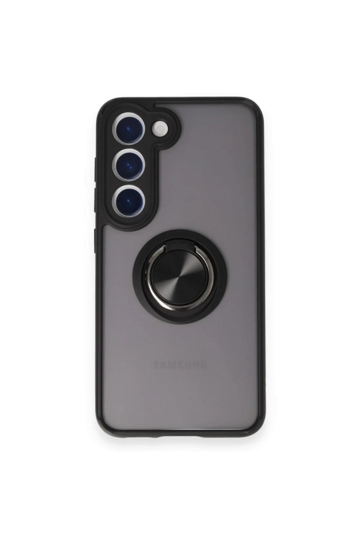 Mey İthalat®  Samsung Galaxy M15 Kılıf Montreal Yüzüklü Silikon Kapak - Siyah