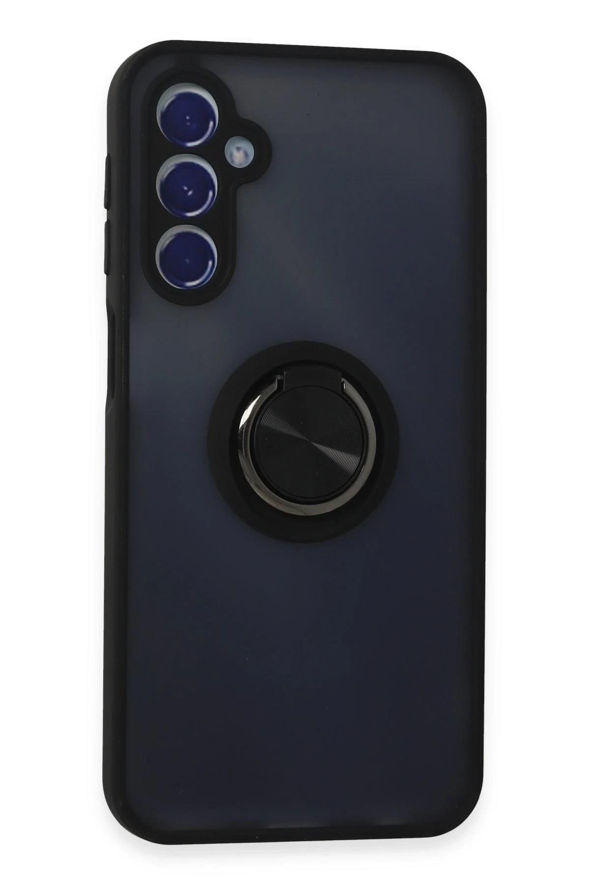 Mey İthalat®  Samsung Galaxy M34 5G Kılıf Montreal Yüzüklü Silikon Kapak - Siyah