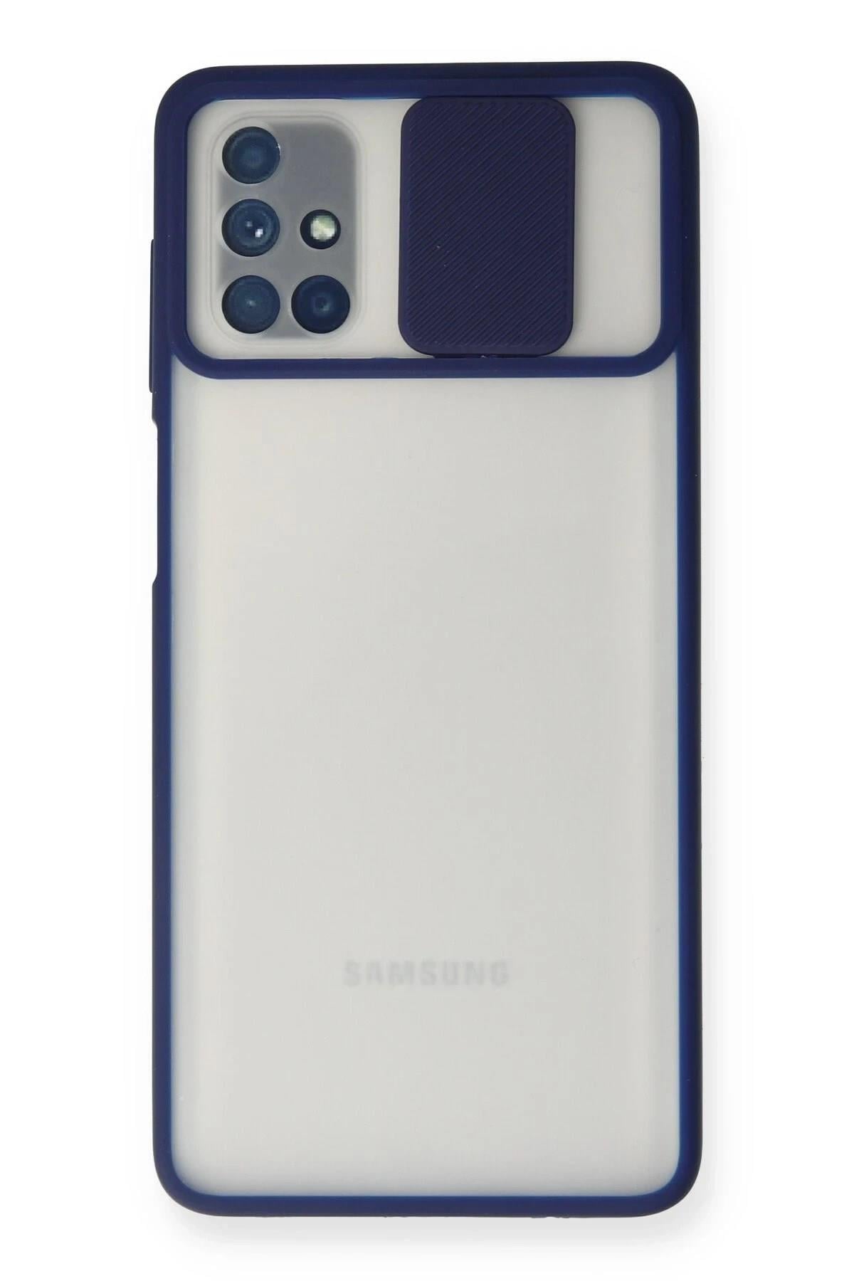 Mey İthalat®  Samsung Galaxy M51 Kılıf Palm Buzlu Kamera Sürgülü Silikon - Lacivert