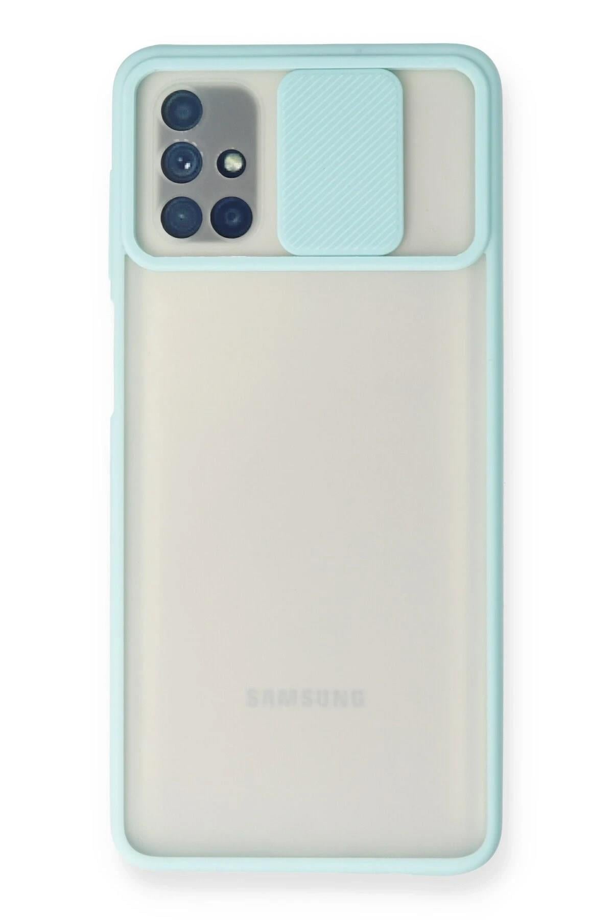 Mey İthalat®  Samsung Galaxy M51 Kılıf Palm Buzlu Kamera Sürgülü Silikon - Turkuaz