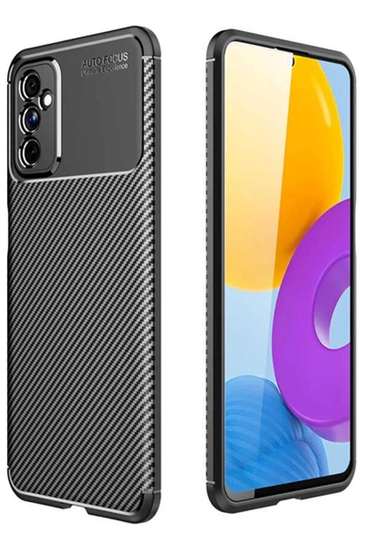 Mey İthalat®  Samsung Galaxy M52 5G Kılıf Auto Focus Karbon Kapak - Siyah