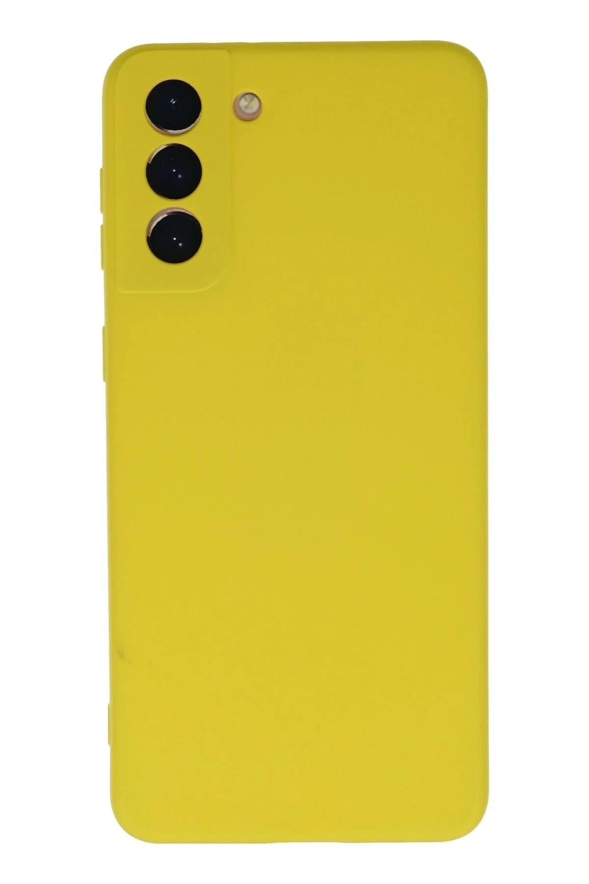 Mey İthalat®  Samsung Galaxy S21 Plus Kılıf Nano içi Kadife Silikon - Sarı