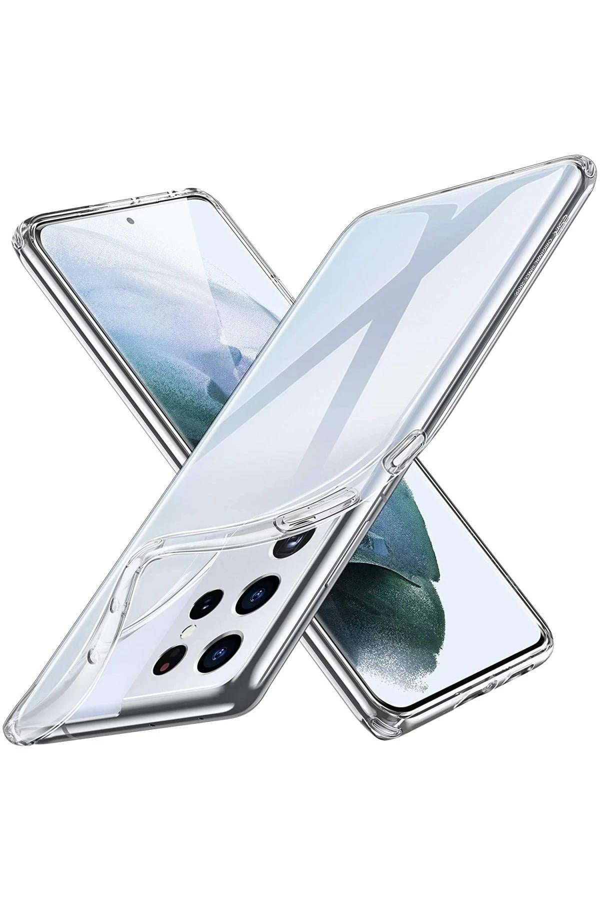 Mey İthalat®  Samsung Galaxy S21 Ultra Kılıf Lüx Şeffaf Silikon