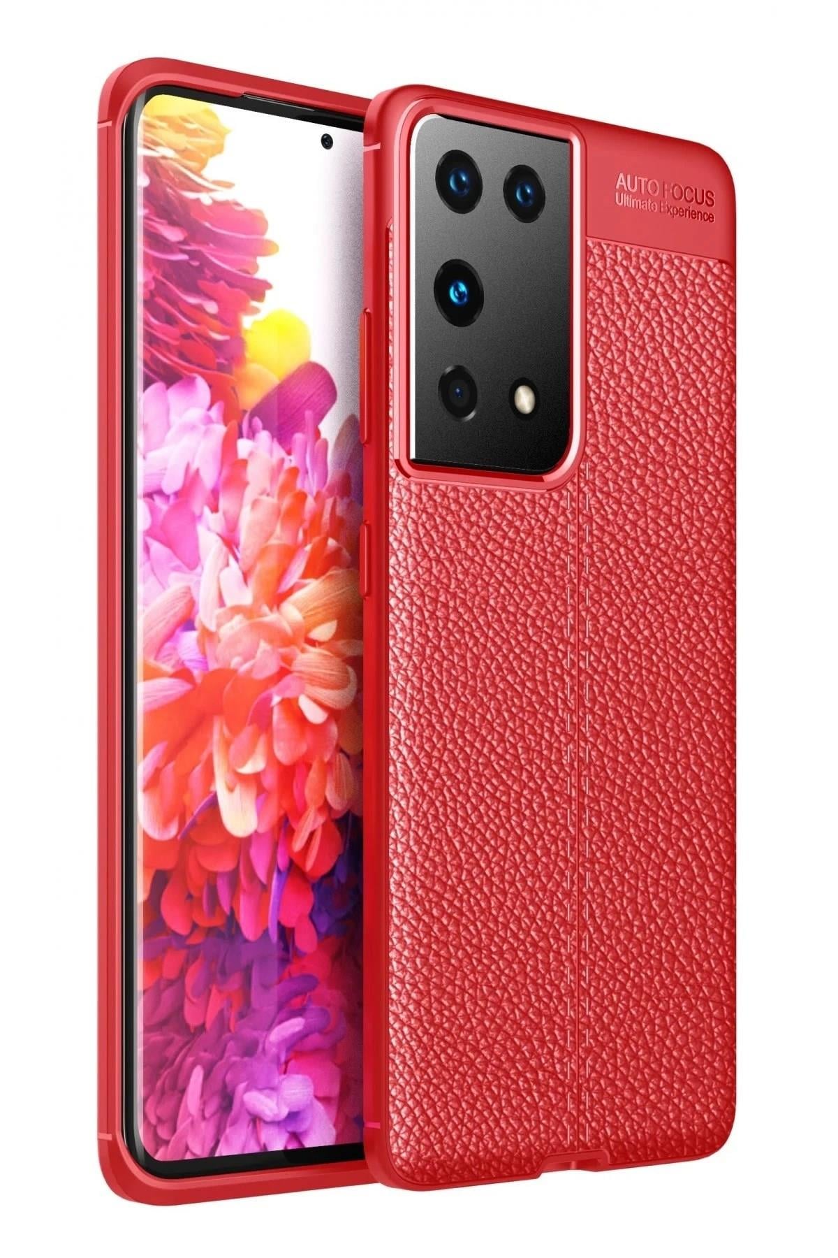 Mey İthalat®  Samsung Galaxy S21 Ultra Kılıf Auto Focus Kapak - Kırmızı