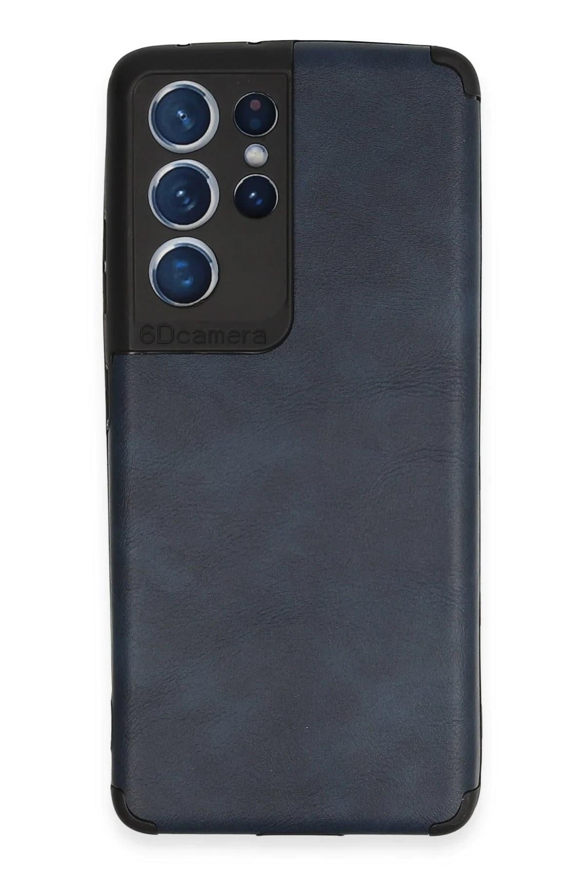Mey İthalat®  Samsung Galaxy S21 Ultra Kılıf Loop Deri Silikon - Lacivert