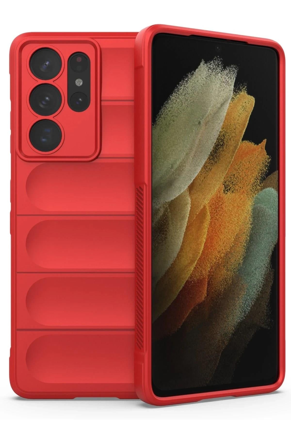 Mey İthalat®  Samsung Galaxy S21 Ultra Kılıf Optimum Silikon - Kırmızı