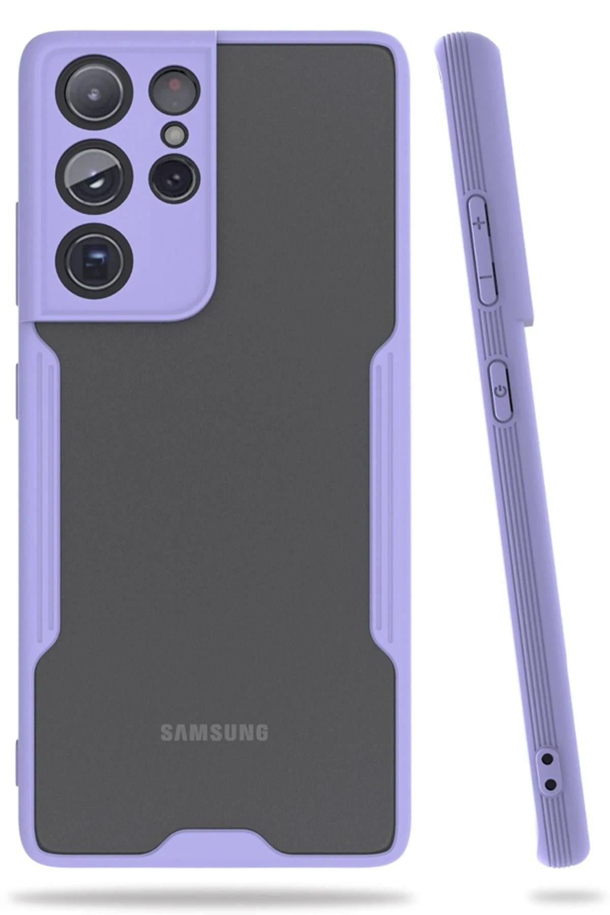 Mey İthalat®  Samsung Galaxy S21 Ultra Kılıf Platin Silikon - Lila
