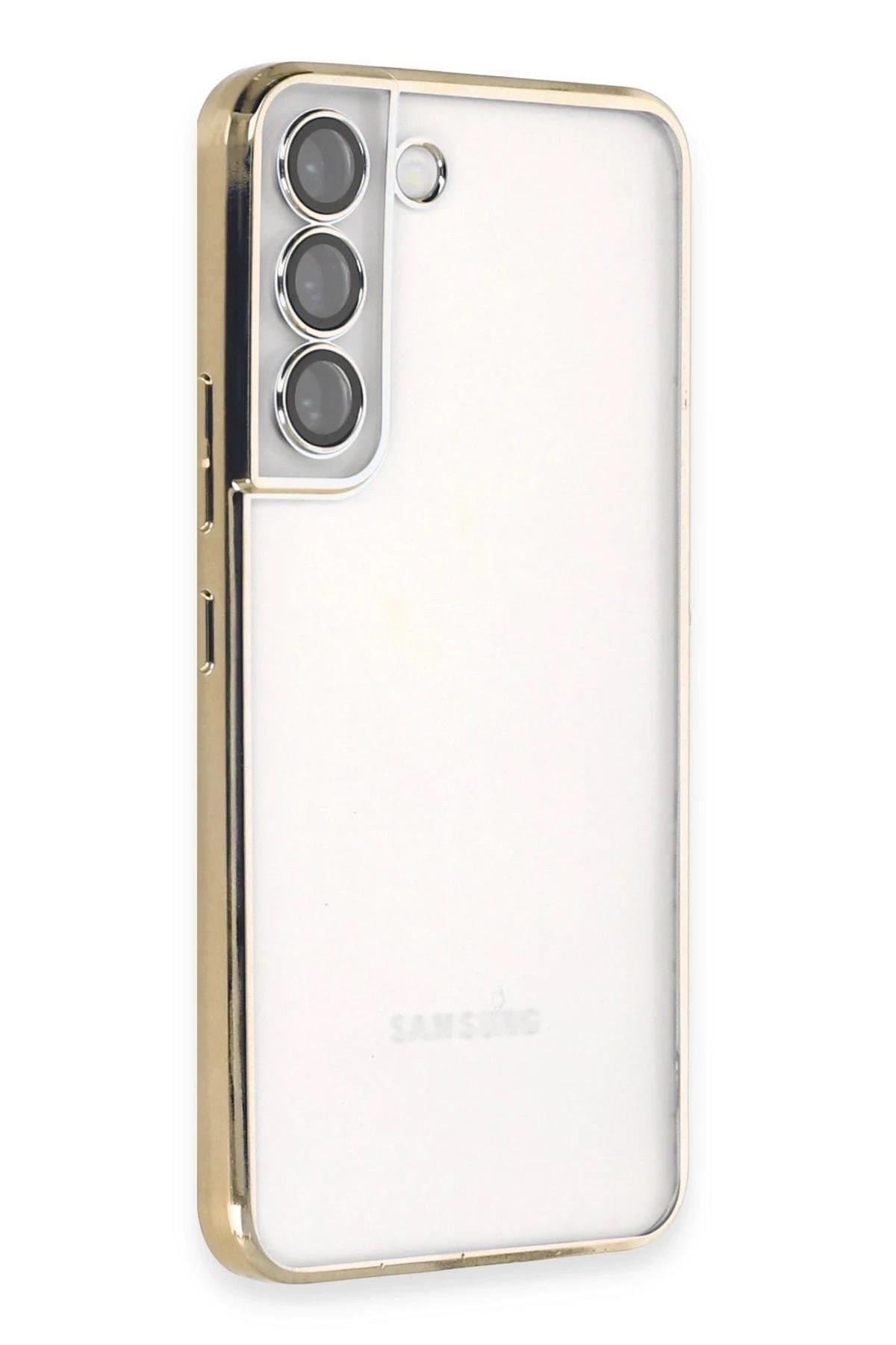 Mey İthalat®  Samsung Galaxy S22 Kılıf  Lensli Silikon - Gold