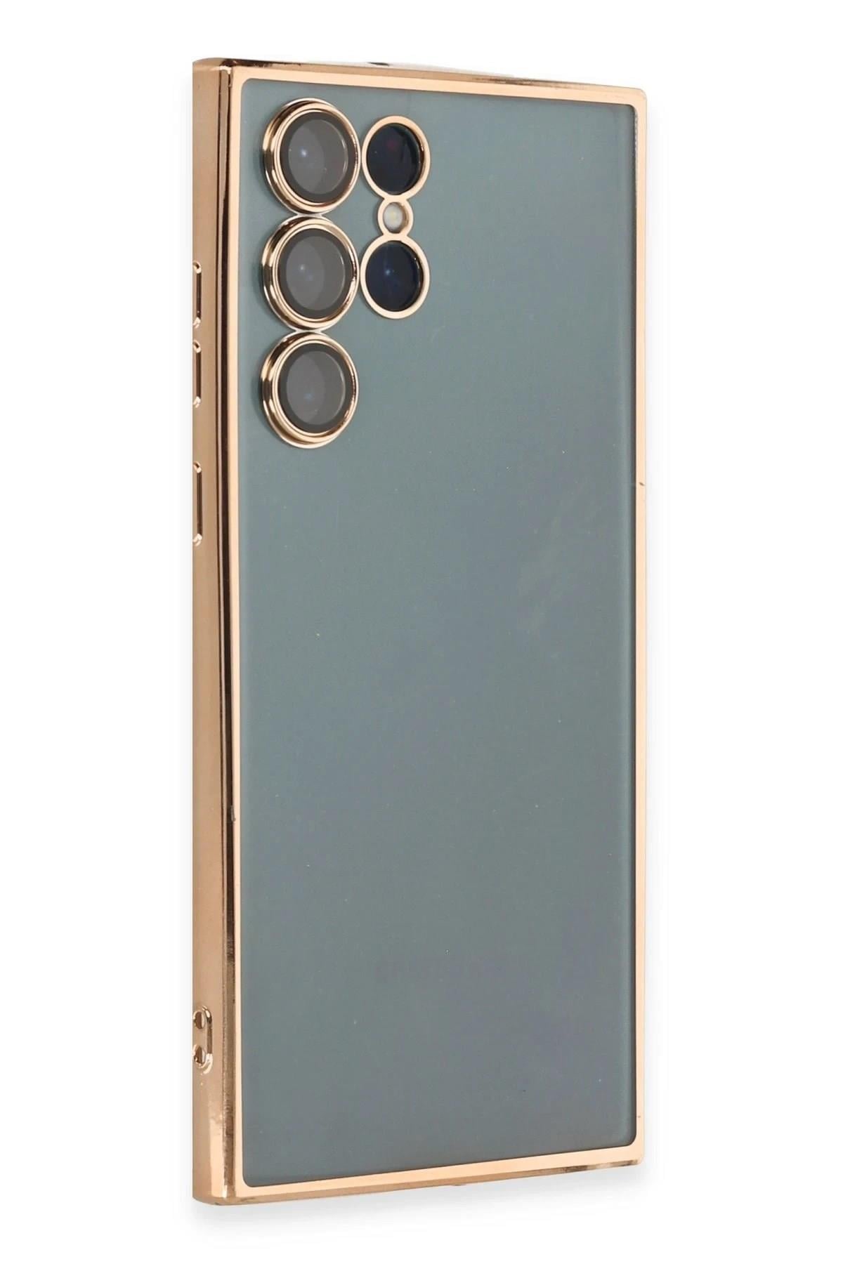 Mey İthalat®  Samsung Galaxy S22 Ultra Kılıf  Lensli Silikon - Gold