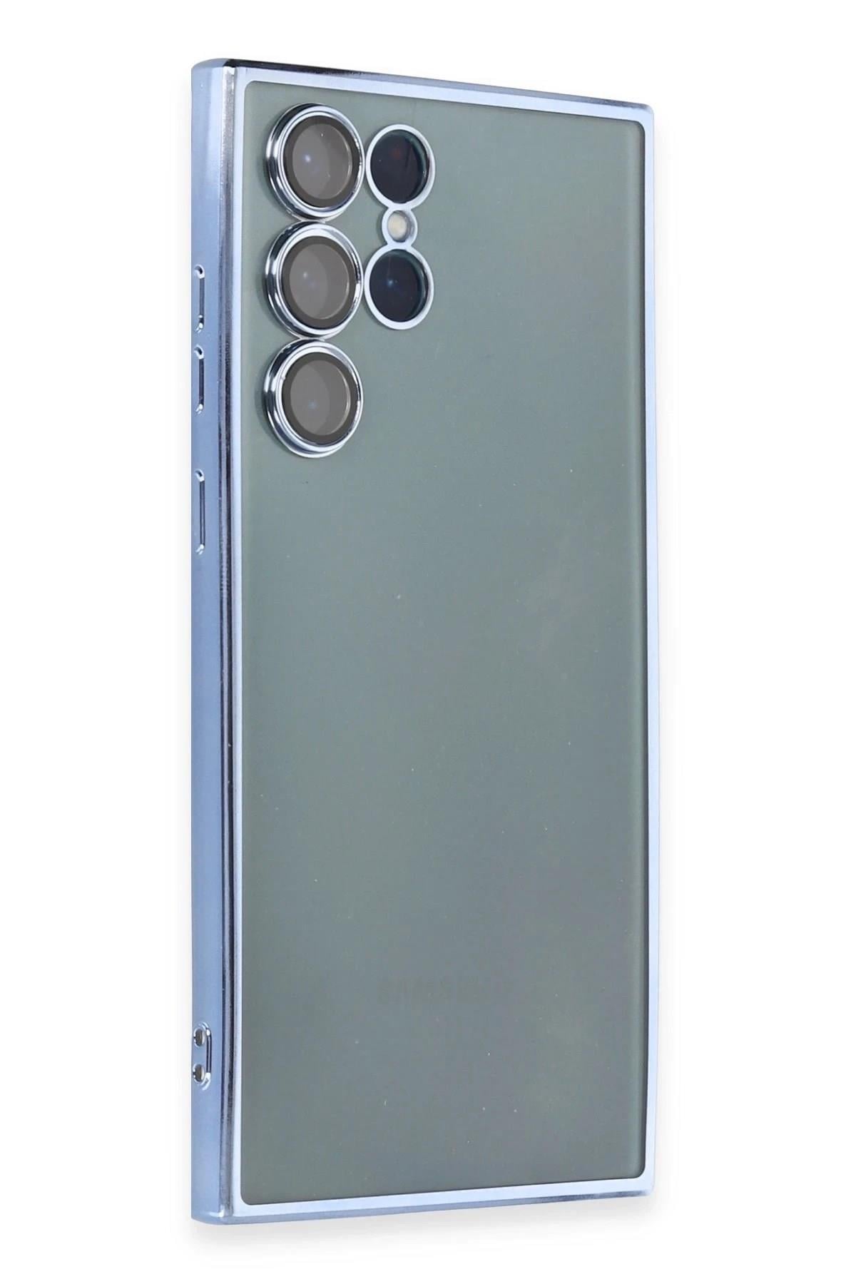 Mey İthalat®  Samsung Galaxy S22 Ultra Kılıf  Lensli Silikon - Açık Mavi