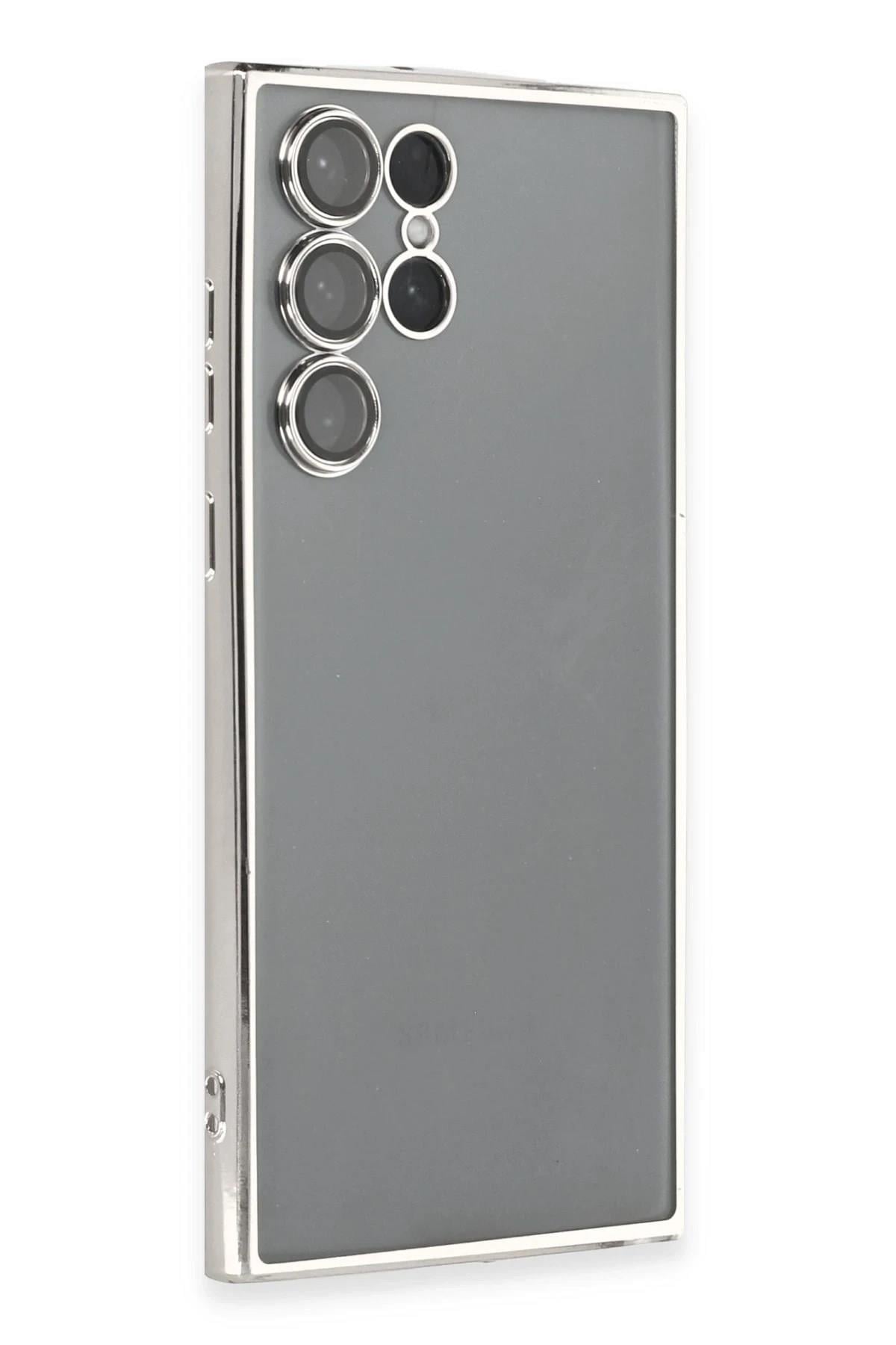 Mey İthalat®  Samsung Galaxy S22 Ultra Kılıf  Lensli Silikon - Gümüş