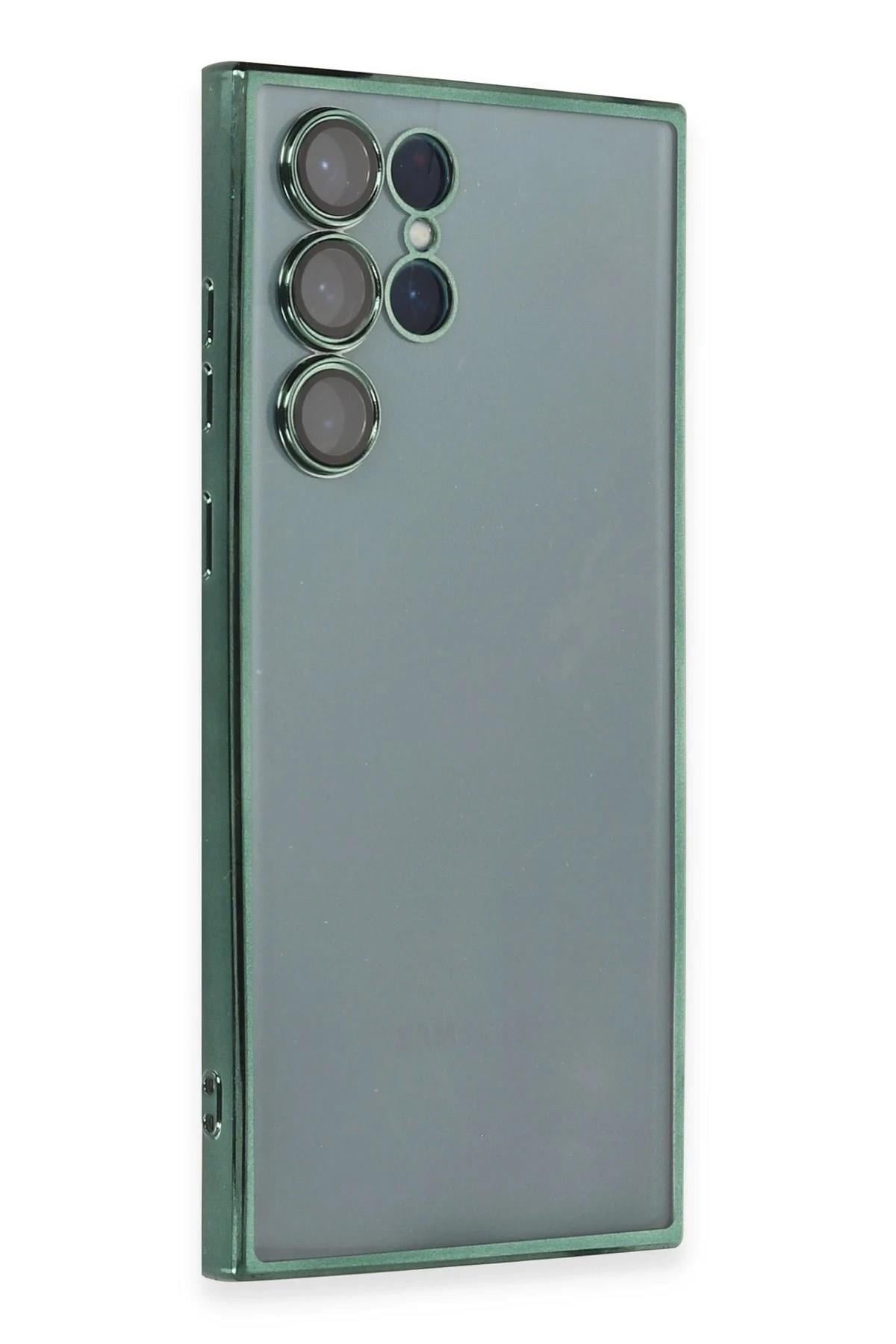 Mey İthalat®  Samsung Galaxy S22 Ultra Kılıf  Lensli Silikon - Yeşil