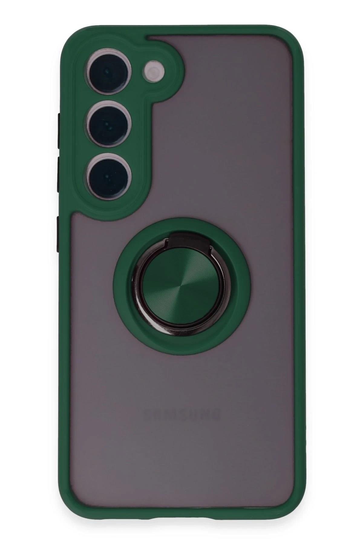 Mey İthalat®  Samsung Galaxy S23 Kılıf Montreal Yüzüklü Silikon Kapak - Yeşil