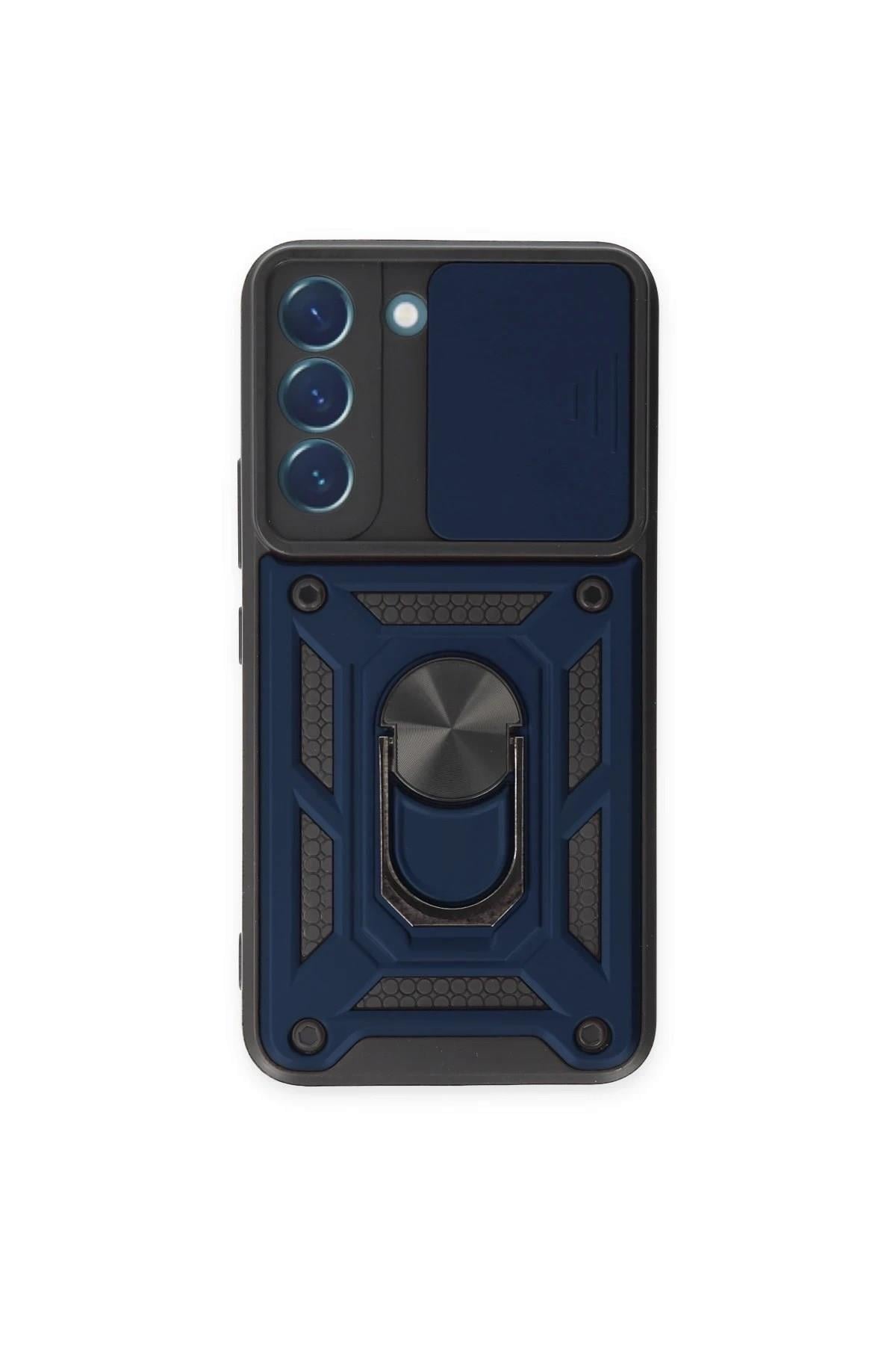Mey İthalat®  Samsung Galaxy S23 Kılıf Pars Lens Yüzüklü Silikon - Lacivert