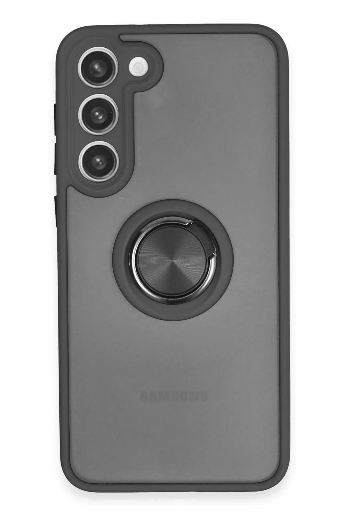 Mey İthalat®  Samsung Galaxy S23 Plus Kılıf Montreal Yüzüklü Silikon Kapak - Siyah