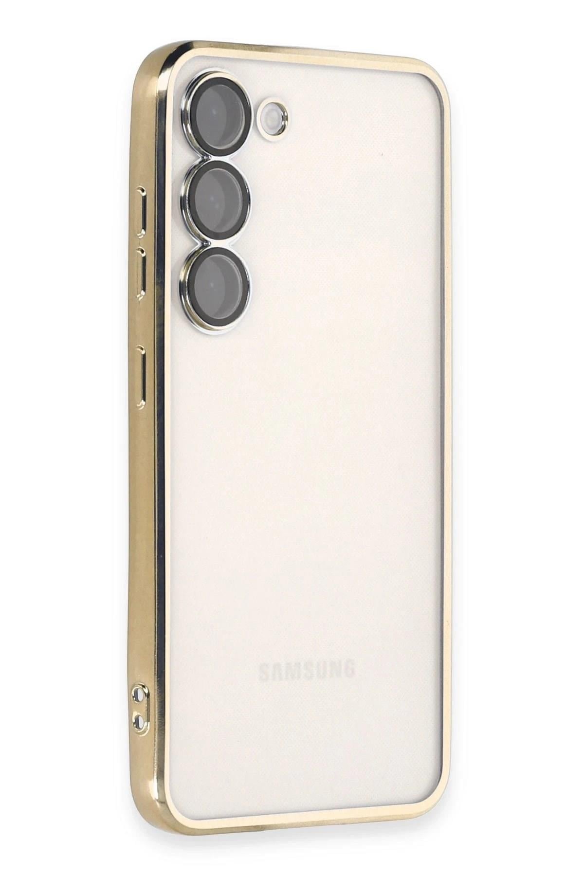 Mey İthalat®  Samsung Galaxy S23 Plus Kılıf  Lensli Silikon - Gold