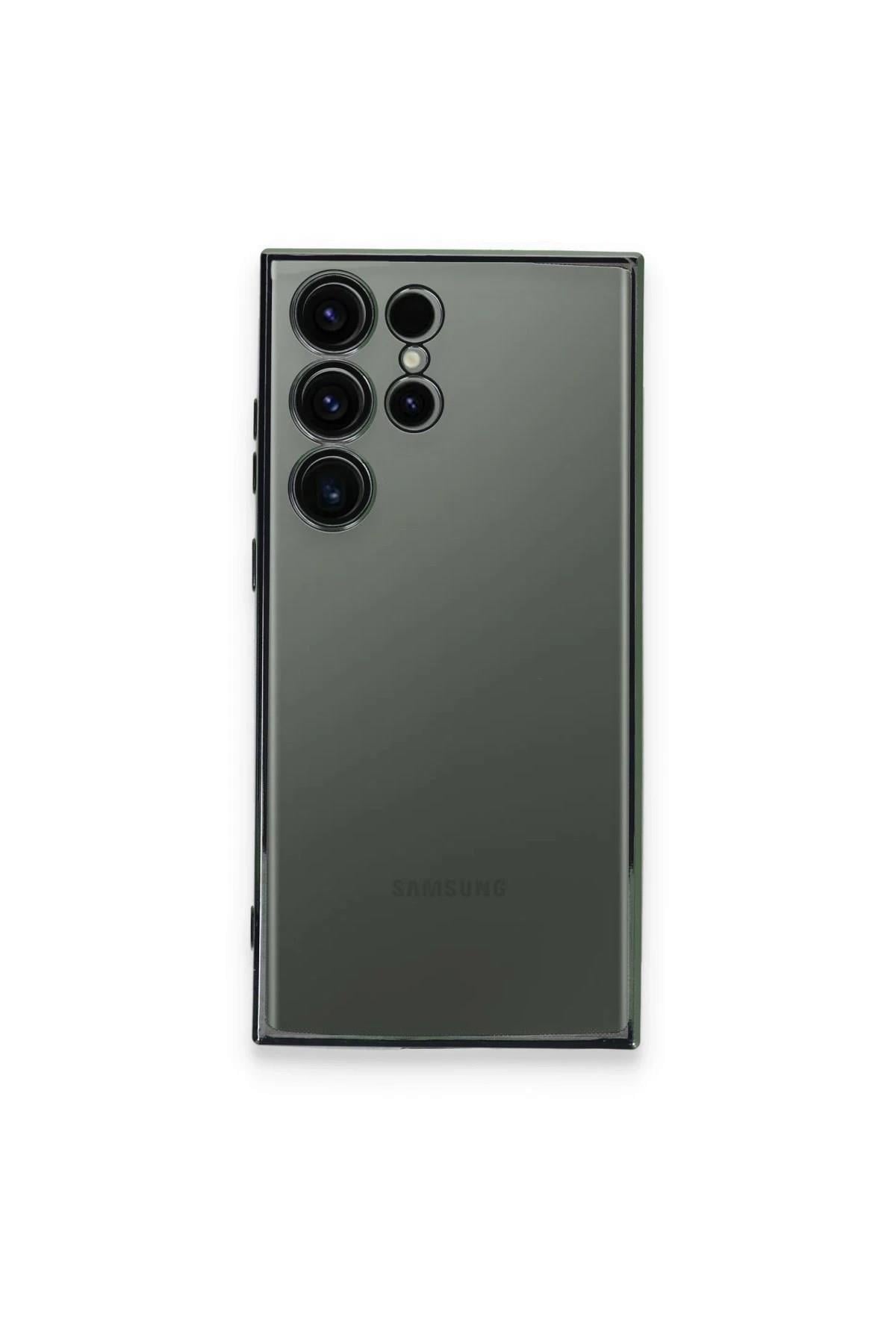Mey İthalat®  Samsung Galaxy S23 Ultra Kılıf  Lensli Silikon - Yeşil