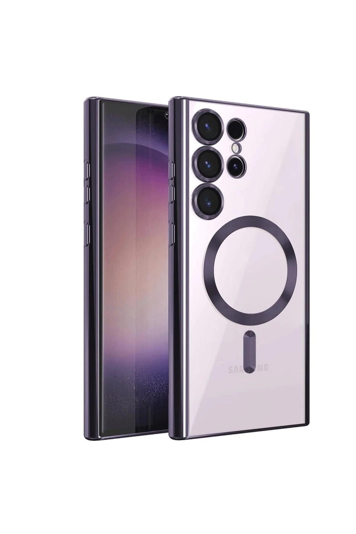 Mey İthalat®  Samsung Galaxy S23 Ultra Kılıf Kross Magneticsafe Kapak - Mor