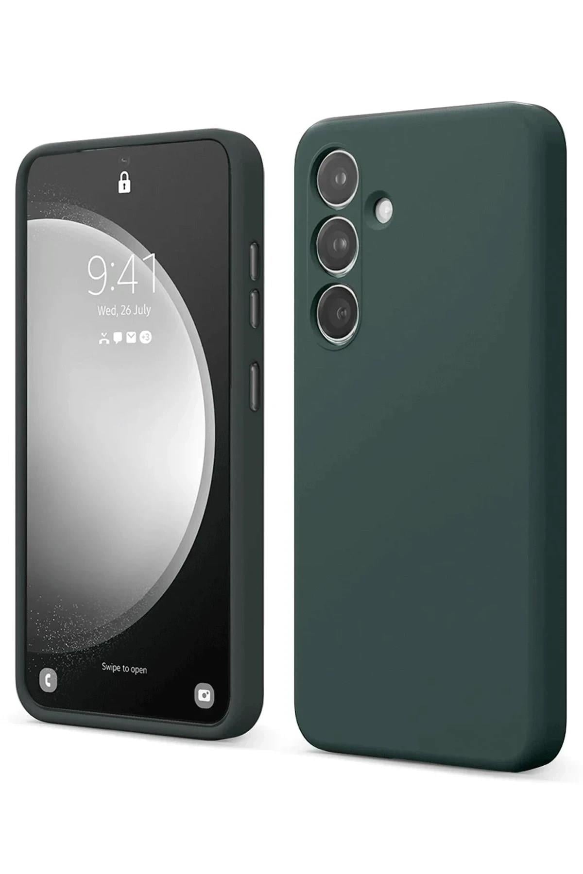 Mey İthalat®  Samsung Galaxy S24 FE Kılıf First Silikon - Koyu Yeşil