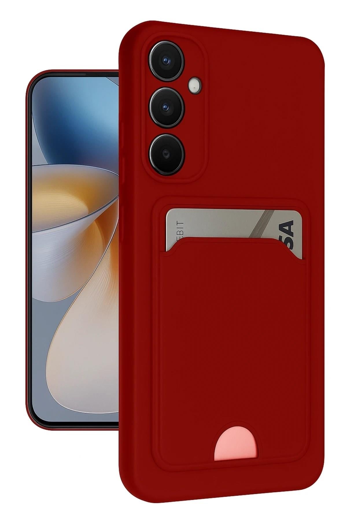 Mey İthalat®  Samsung Galaxy S24 FE Kılıf Kelvin Kartvizitli Silikon - Kırmızı