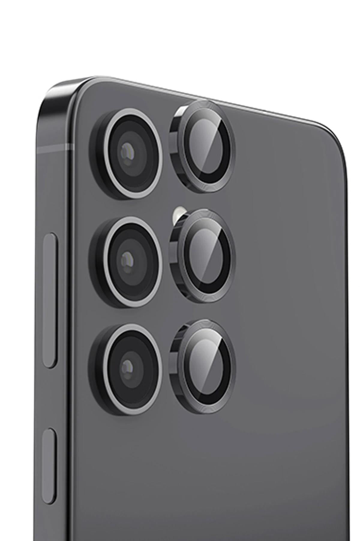 Mey İthalat®  Samsung Galaxy S24 FE Raze Metal Kamera Lens - Siyah