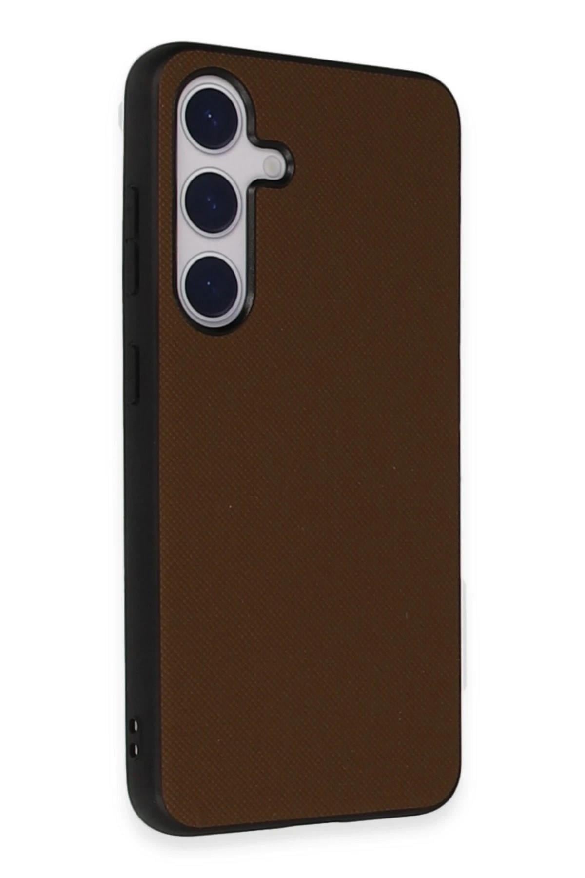 Mey İthalat®  Samsung Galaxy S24 Kılıf Taft Kapak - Kahverengi