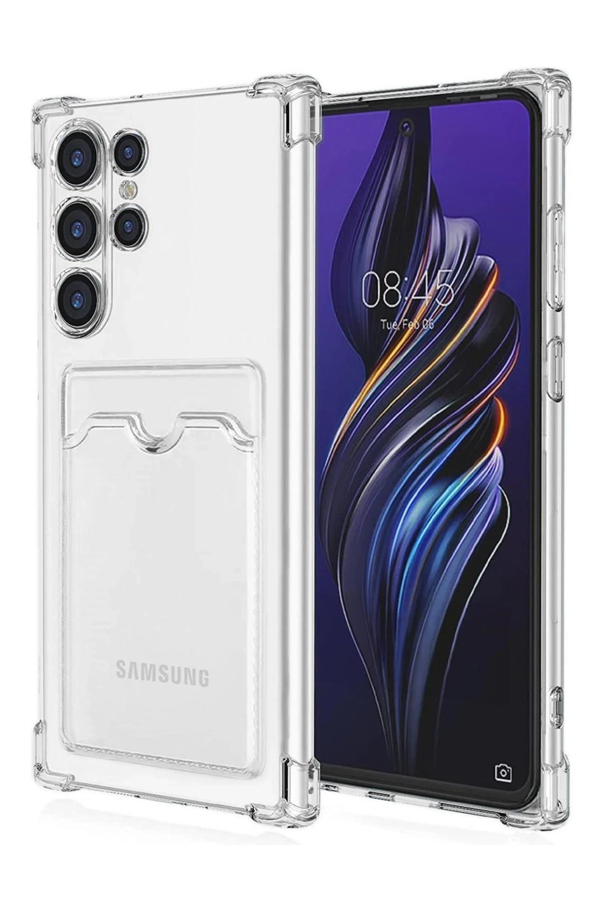 Mey İthalat®  Samsung Galaxy S24 Ultra Kılıf Kart Şeffaf Silikon - Şeffaf